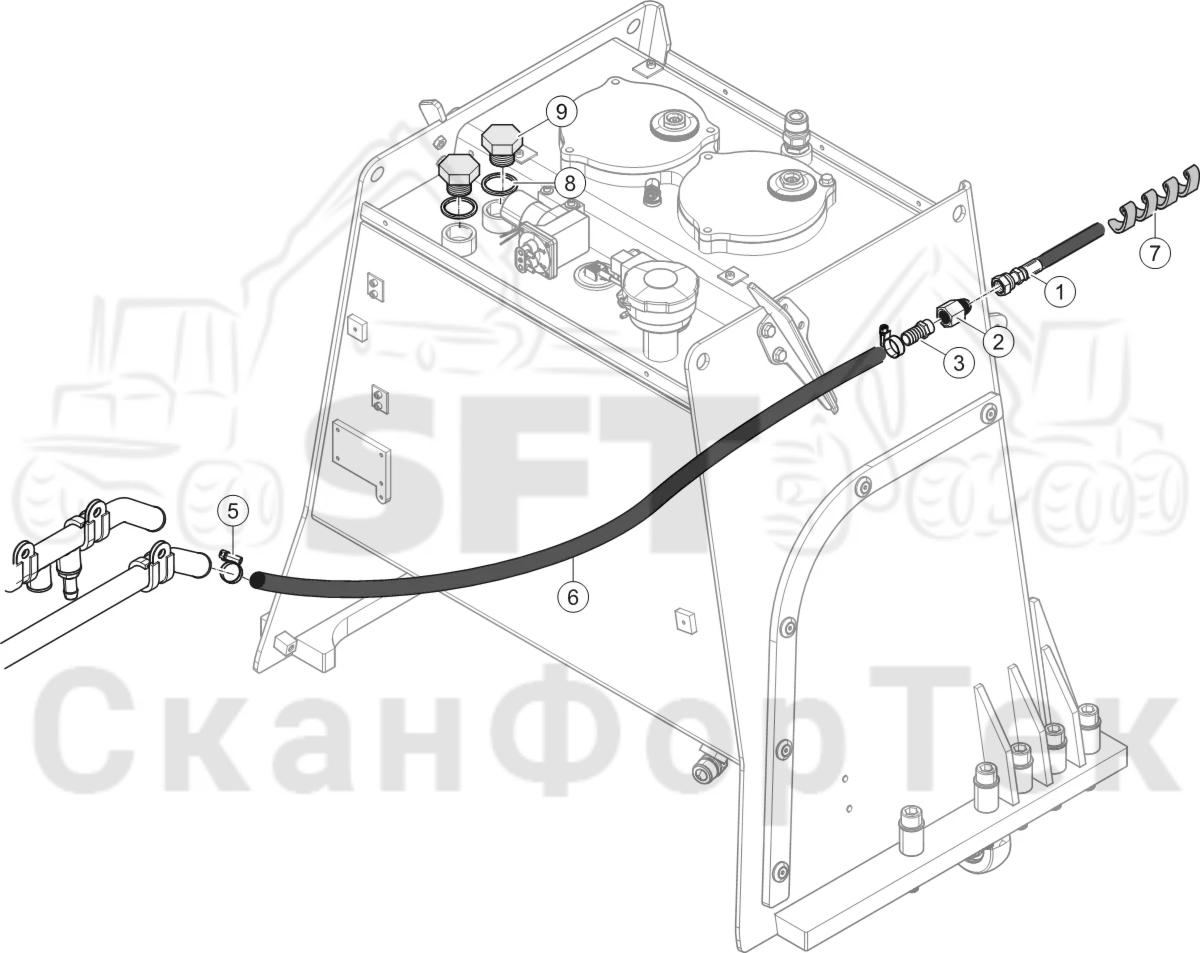 Схема: Обогревание кабины Без подогревателя гидравлического бака