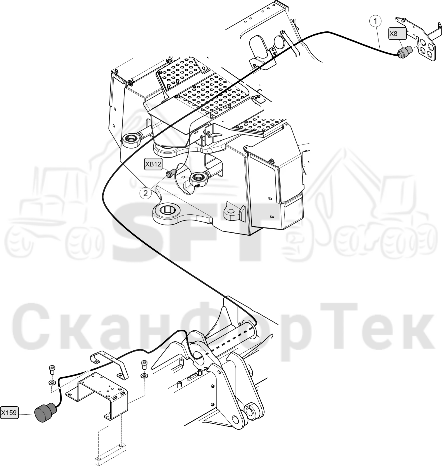 Схема: Комплект кабелей передней рамы