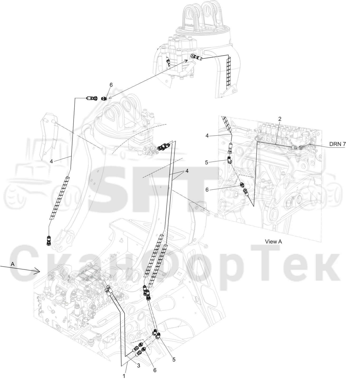 Схема: Гидравлическое оборудование поворотного устройства