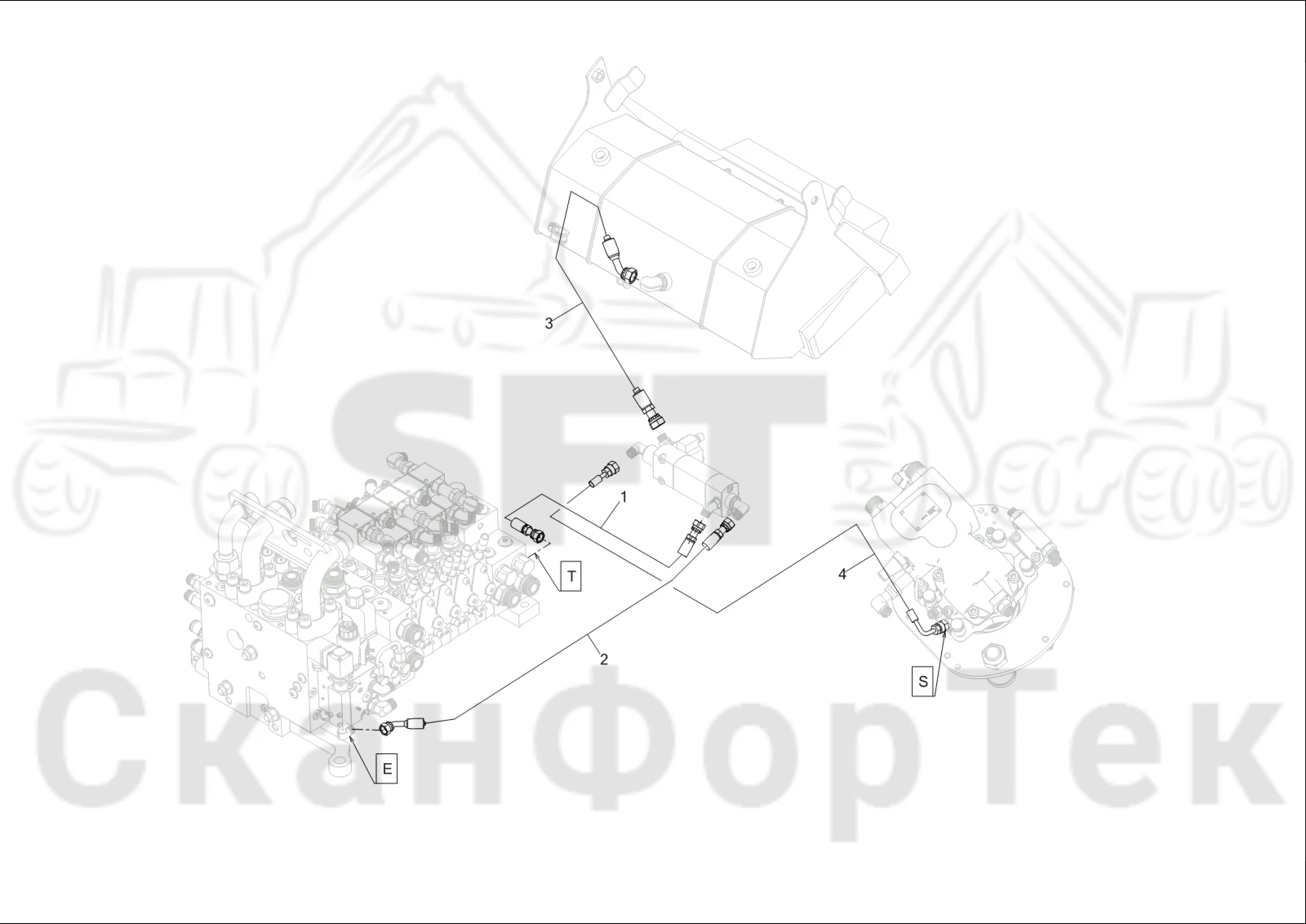 Схема: Гидравлическое оборудование смазки цепи