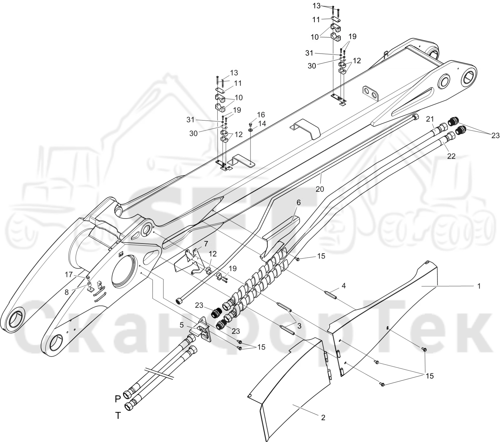 Схема: Основная стрела. Гидравлика  8,​7m
