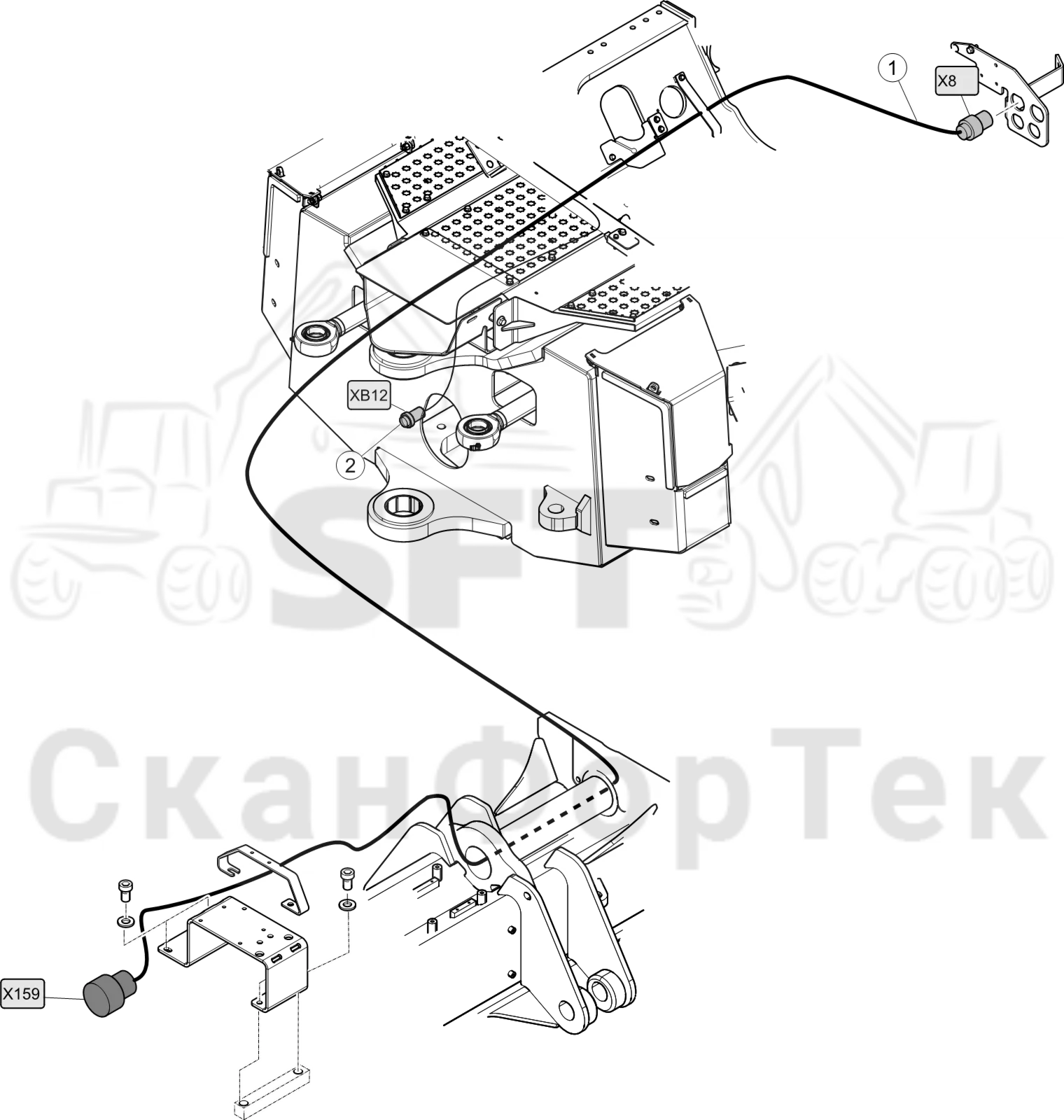 Схема: Комплект кабелей передней рамы