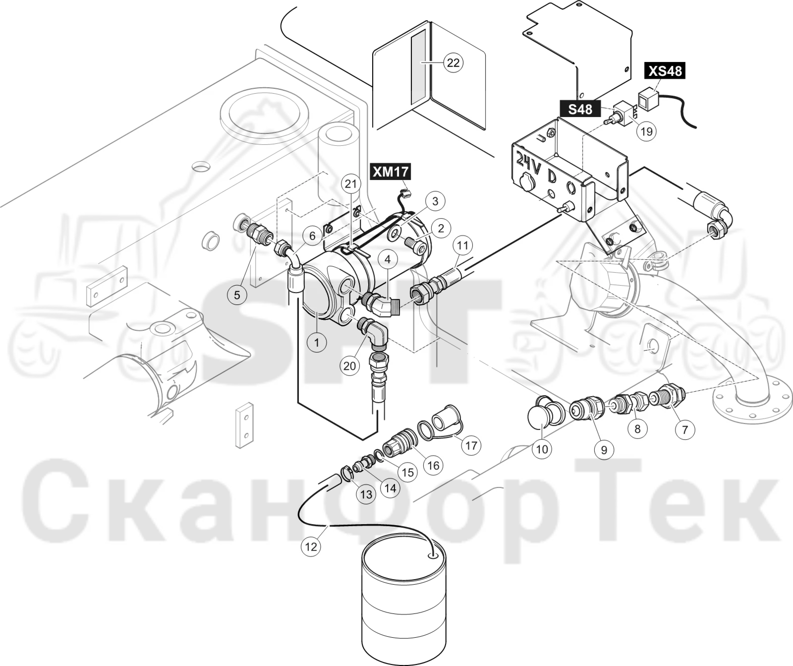 Схема: Топливозаправка электронасосом