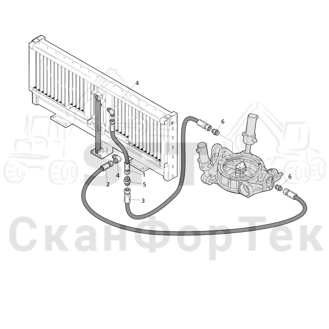 Схема: Gate hydraulic turnable load area