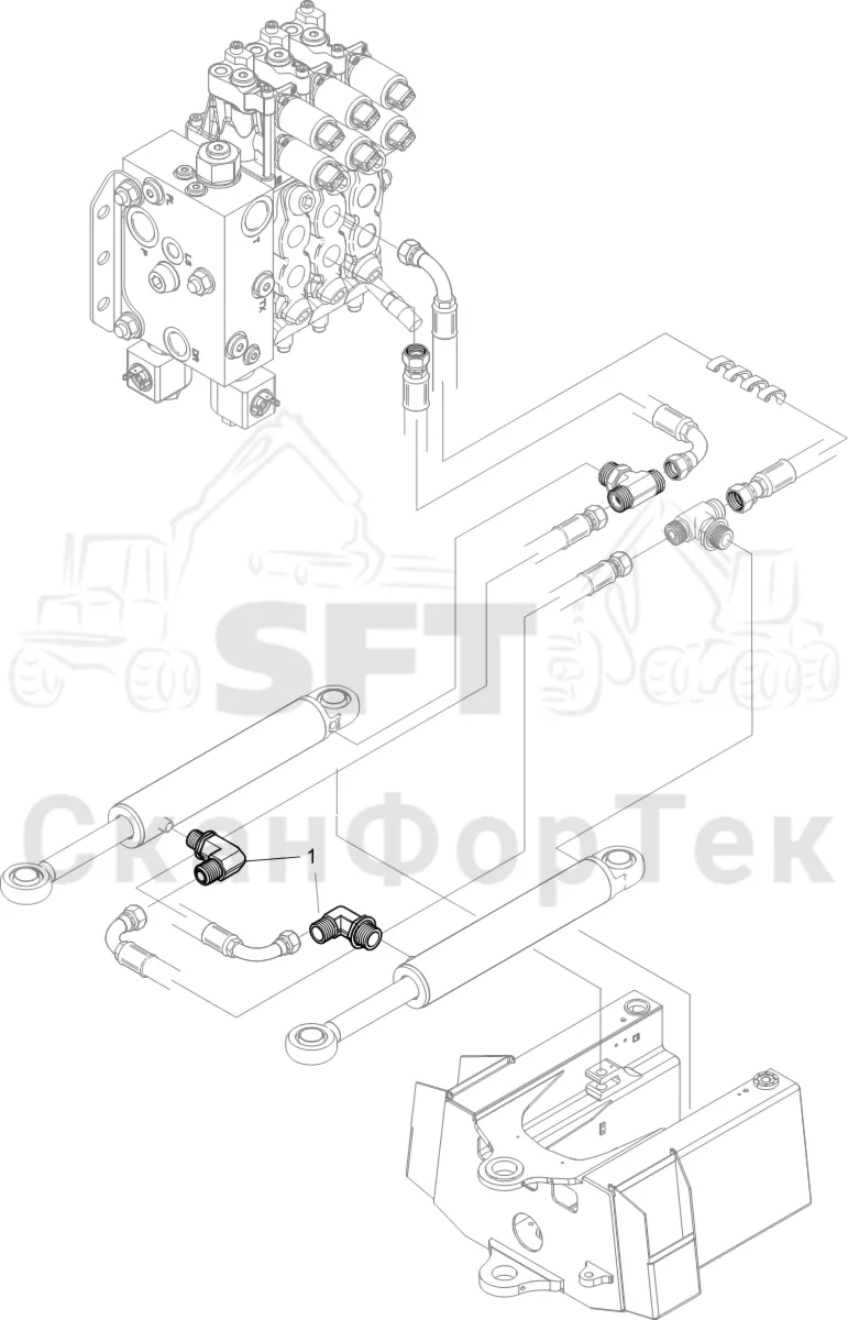Схема: Komatsu / Лесозаготовительные машины / 911 S/N 9110062167- / Каталог запасных частей / Рулевое управление / Гидравлическое оборудование рулевого управления движением по грунту / Гидравлическое оборудование рулевого управления движением по грунту