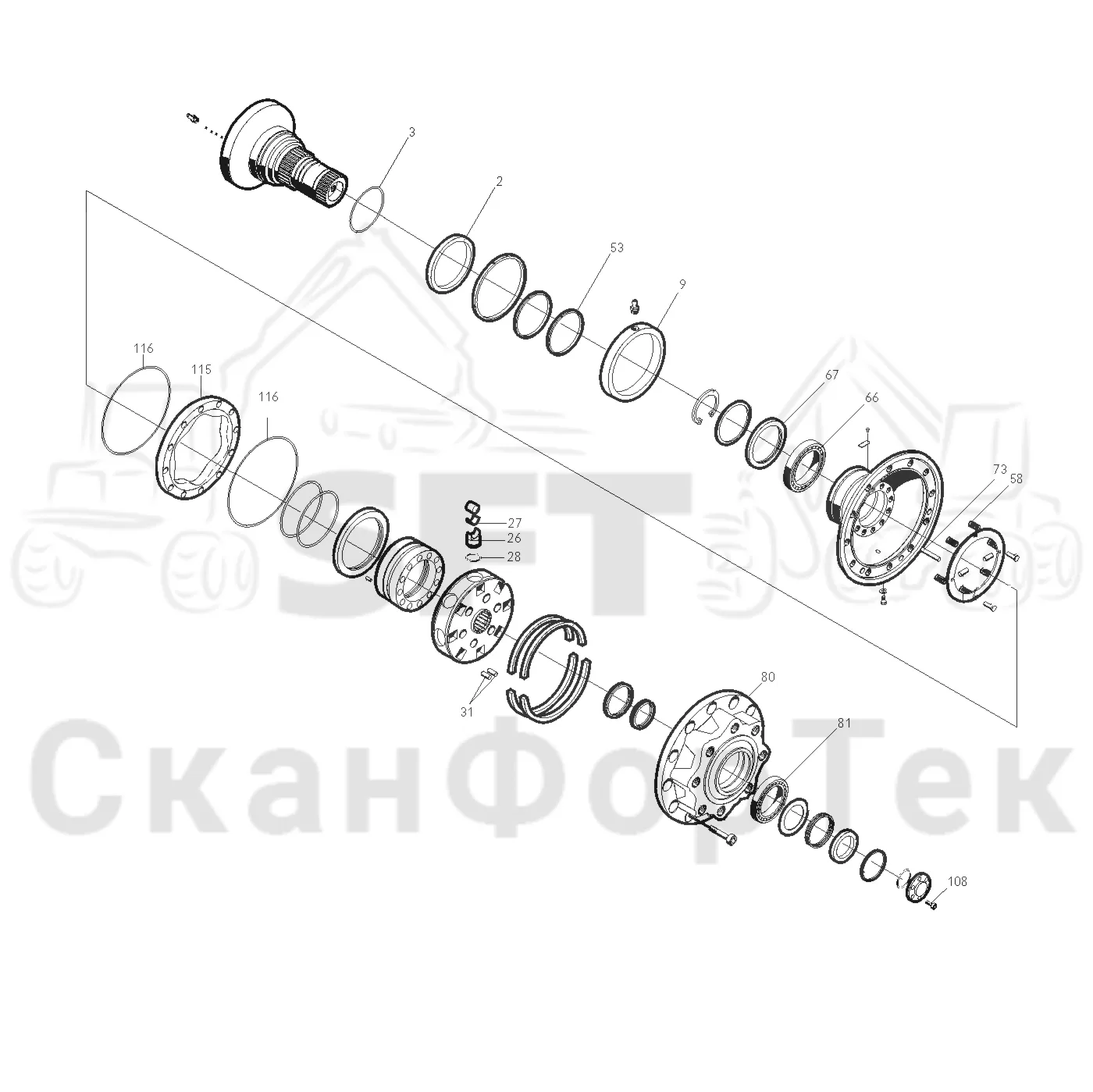 Схема: Spare parts hydraulic motor 1-sp