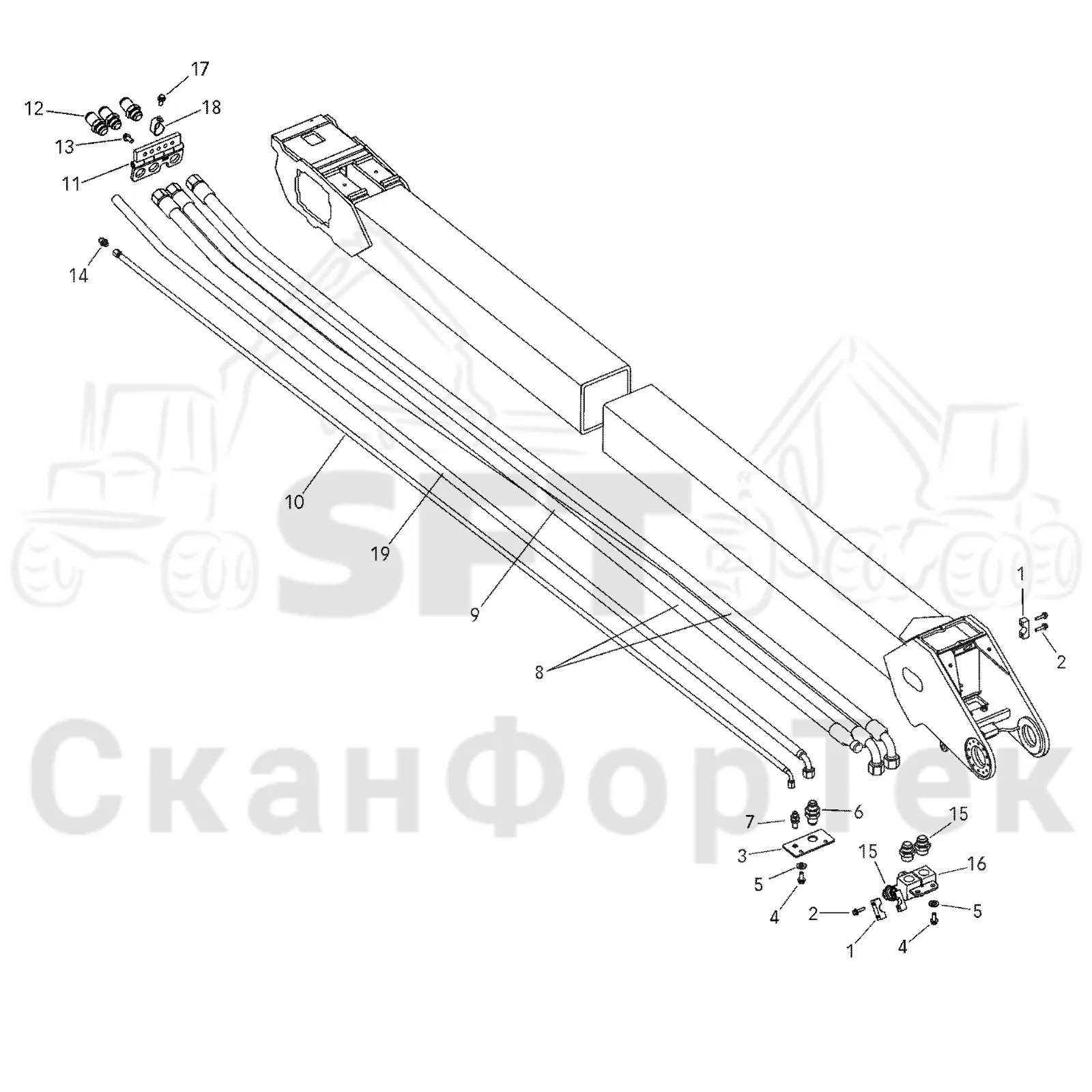 Схема: Трубопроводы и шланги 8.5 m-370/9.3 m-360