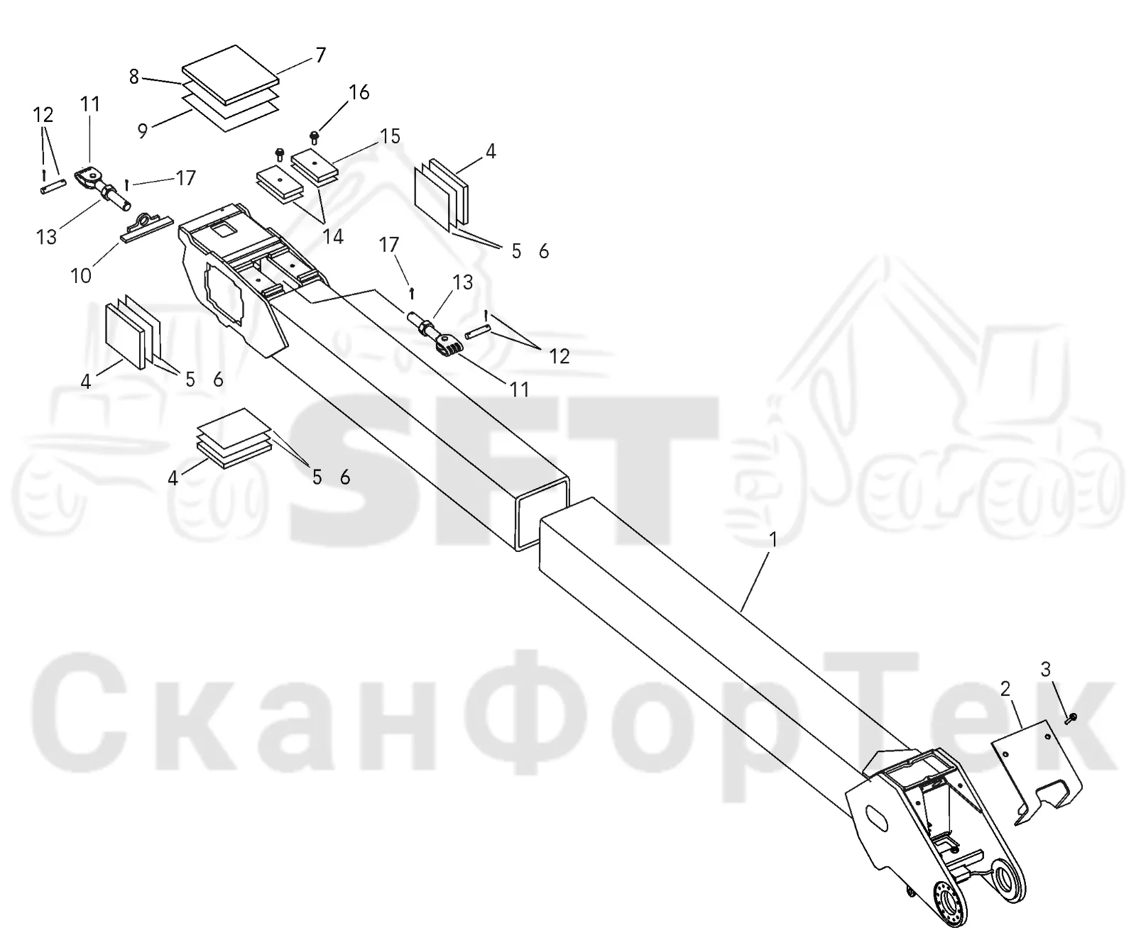 Схема: Телескопическая стрела,​ внутренняя