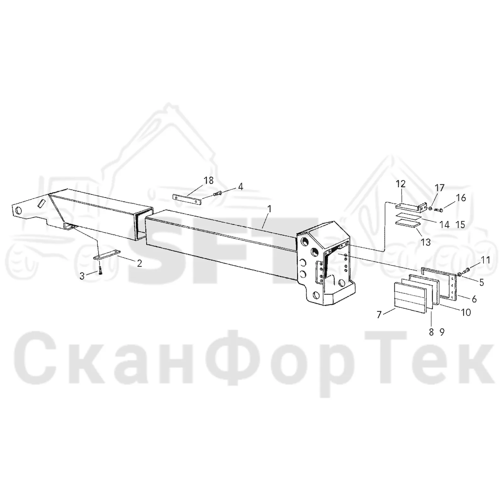 Схема: Telescopic boom,​ outer 9.3 m
