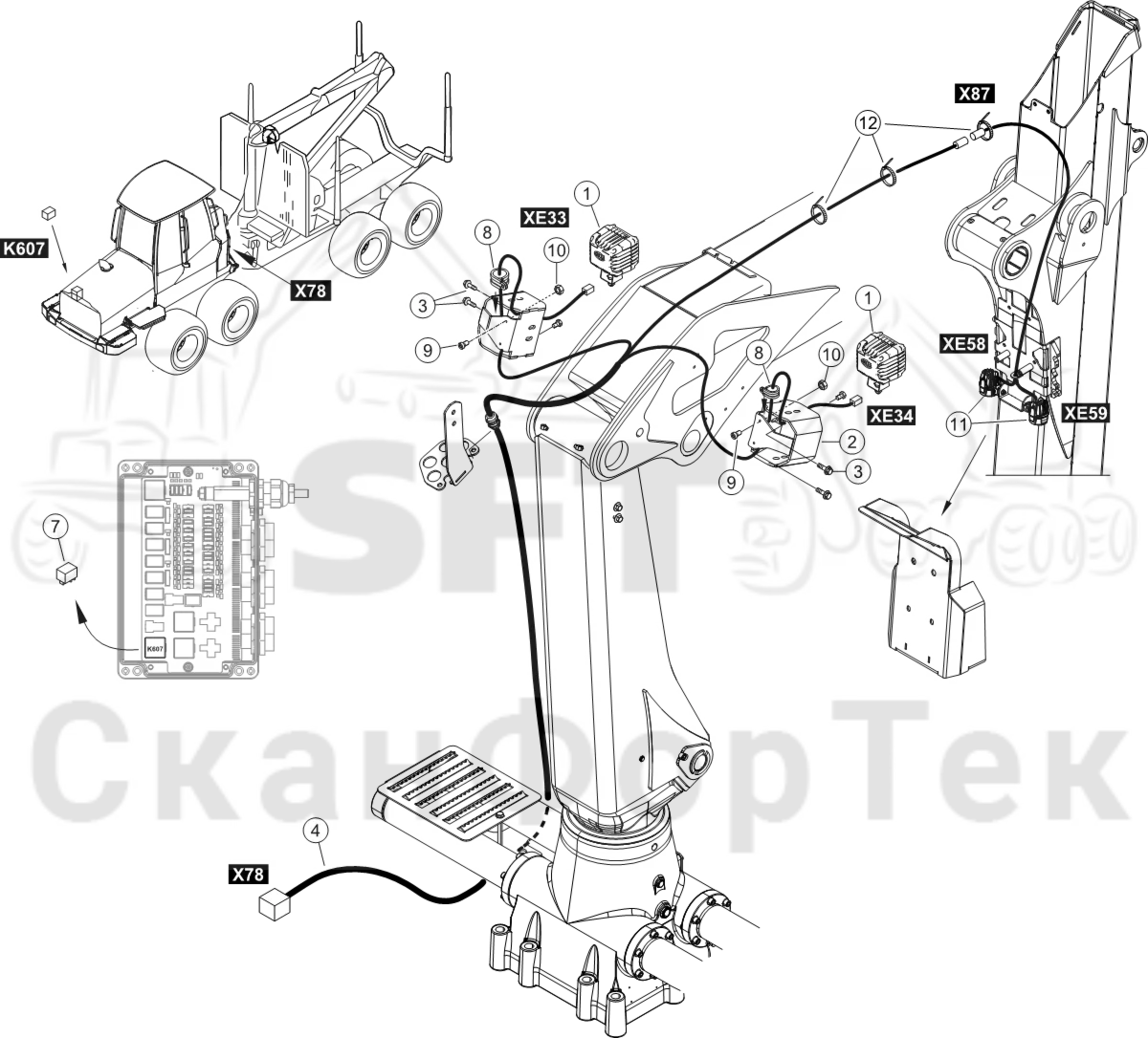 Схема: Освещение Оконечность подъемного крана