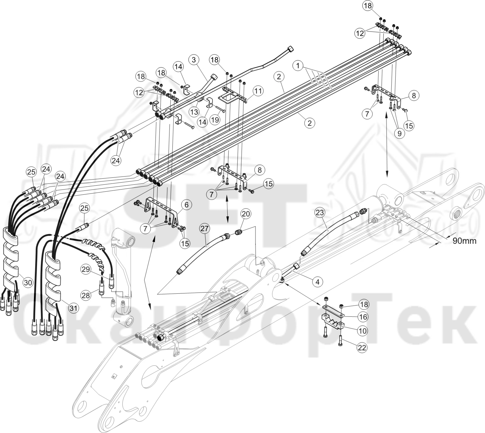 Схема: Трубы и шланги/Smart Crane -250/+0