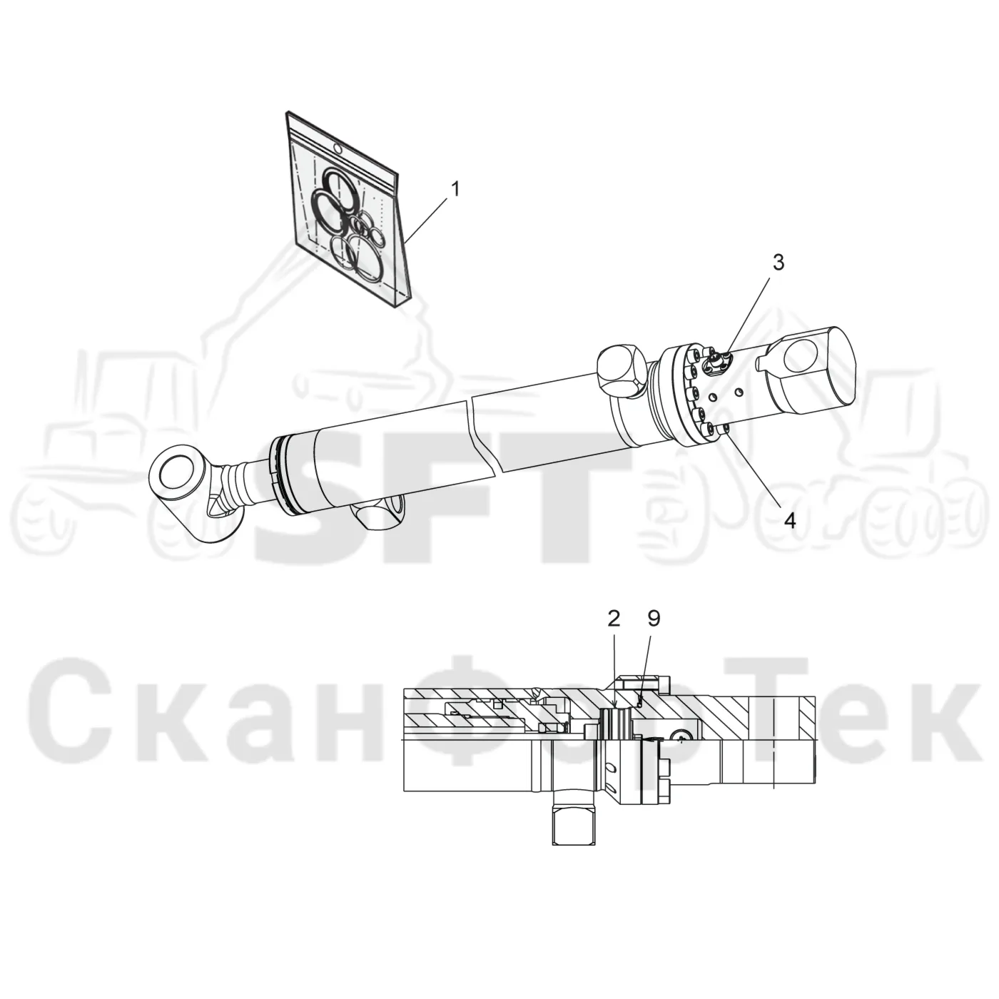 Схема: Телескопический цилиндр/Smart Crane