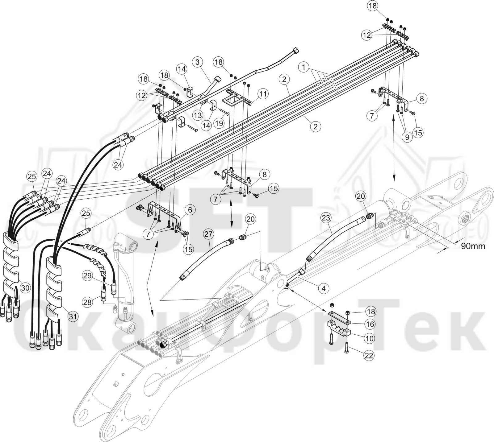 Схема: Трубы и шланги/Smart Crane -250/+0