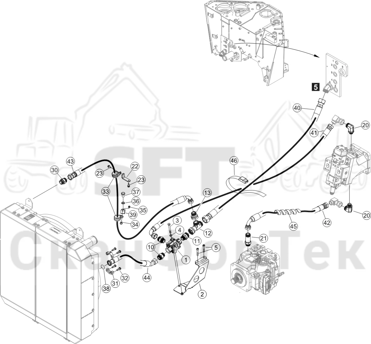 Схема: Охлаждение смазочного масла для гидравлических систем STG +250