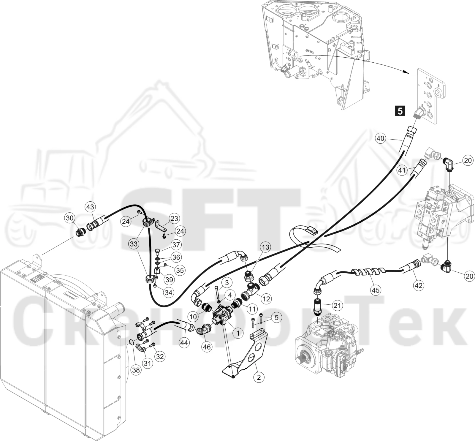 Схема: Охлаждение смазочного масла для гидравлических систем STG