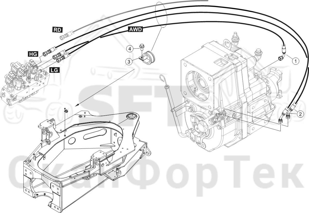 Схема: Клапан обслуживания Подвод шланга STG +250
