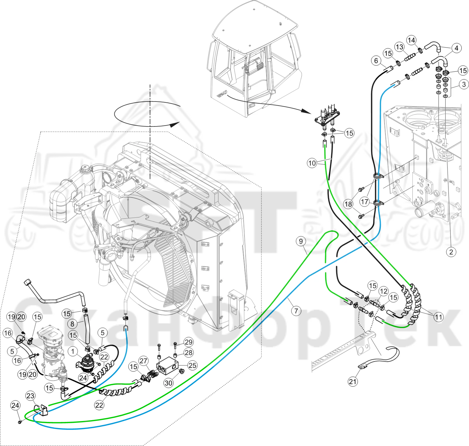 Схема: Подогреватель бака гидравлики Comfort Ride