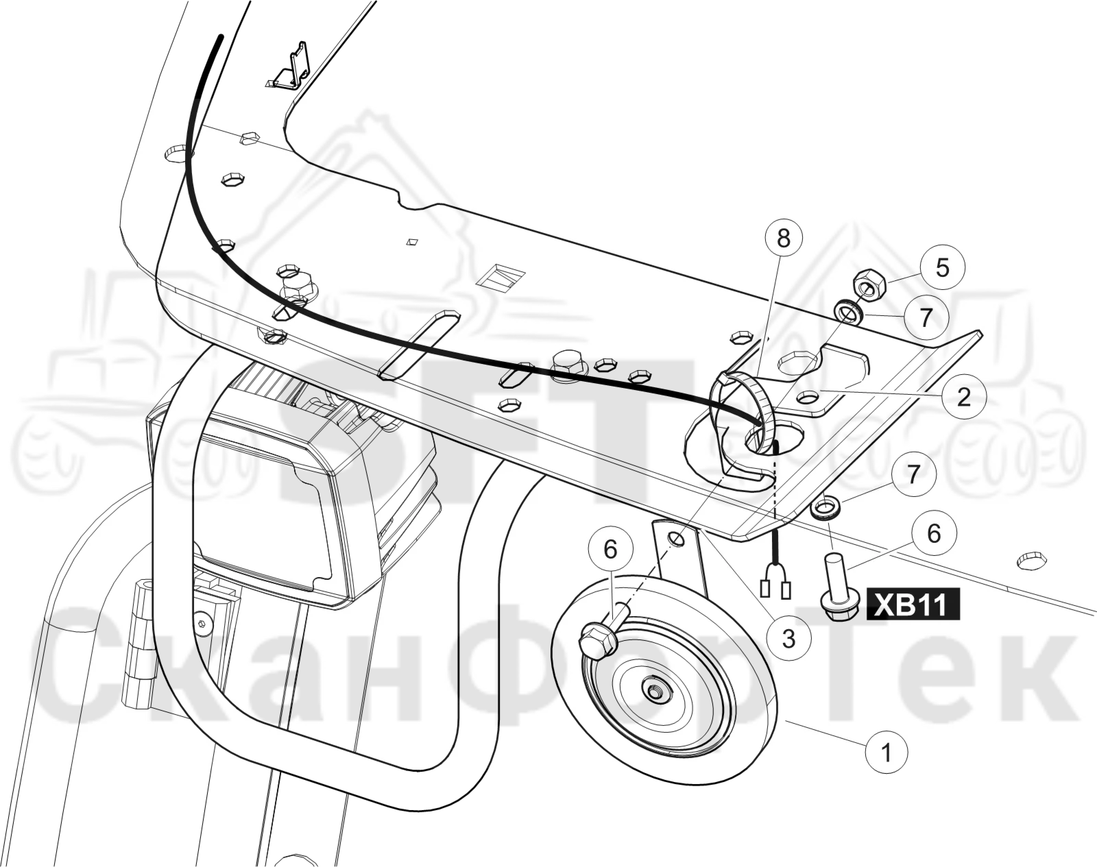 Схема: Комплект кабелей гудка