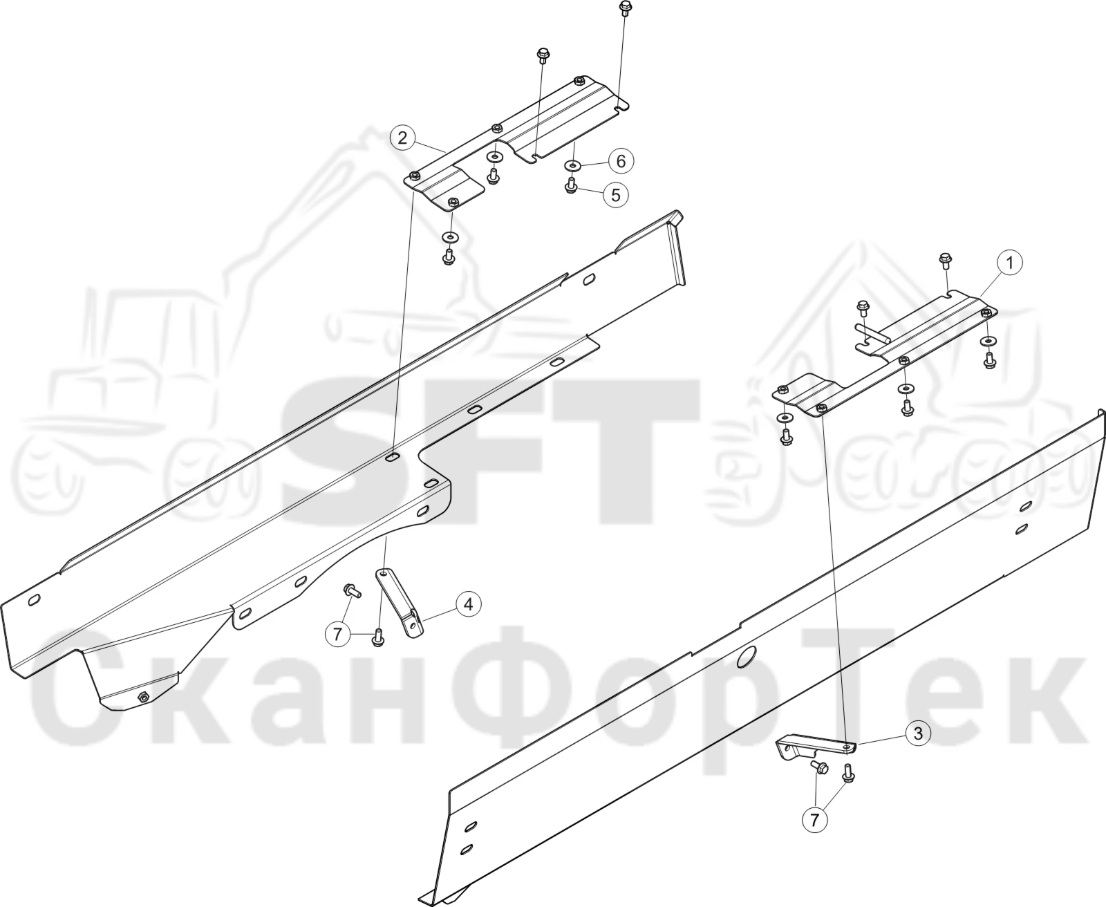 Схема: Защитные крышки под кабиной