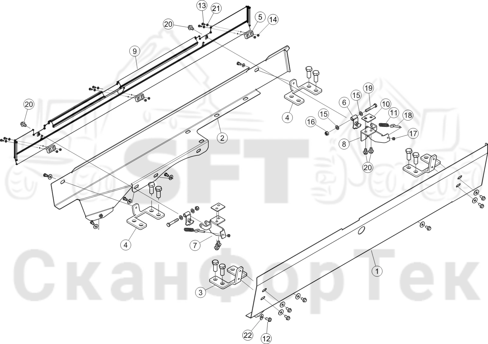 Схема: Защитные крышки под кабиной