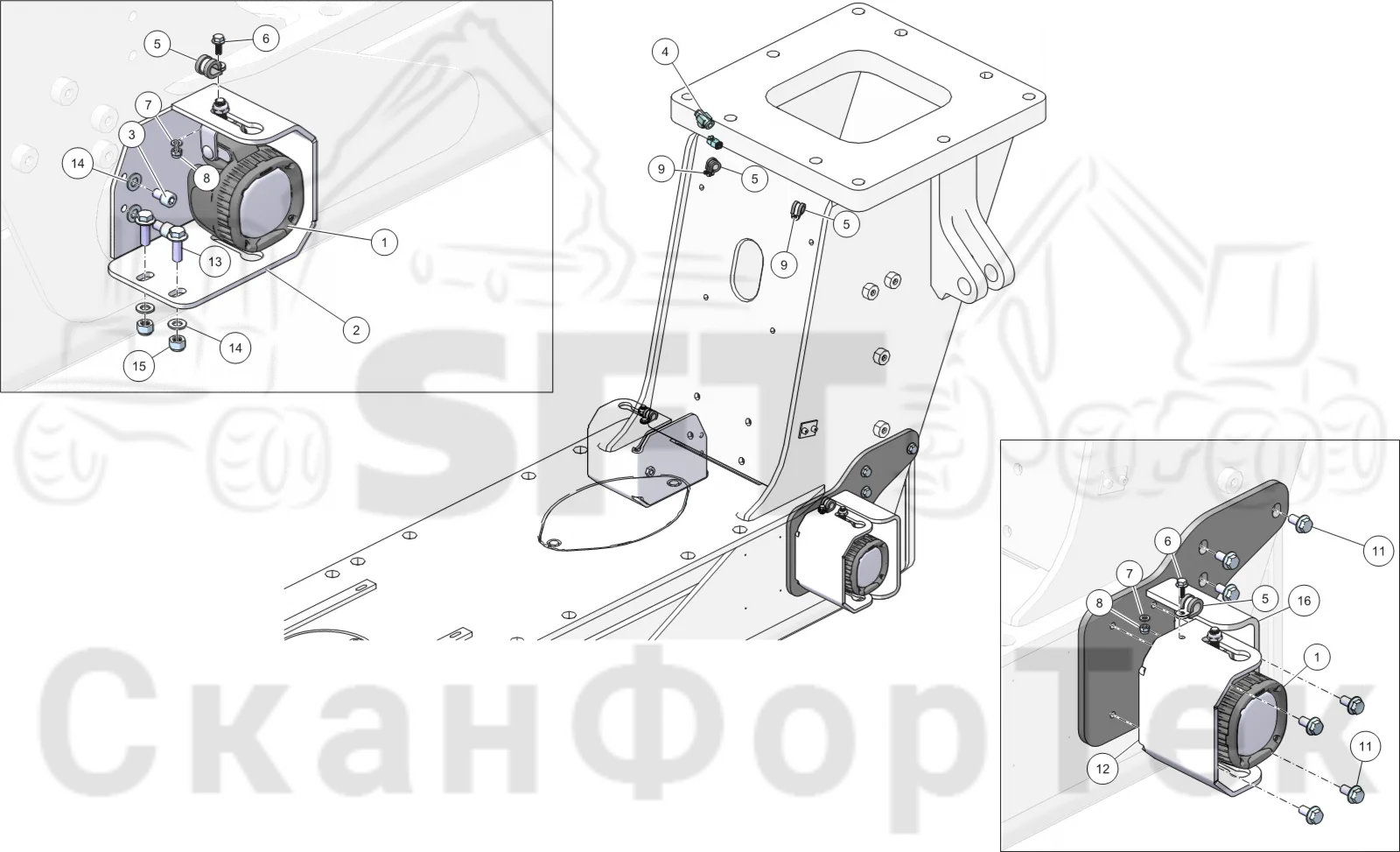 Схема: Рабочие лампы Сочленение, cветодиодные 8251000445-