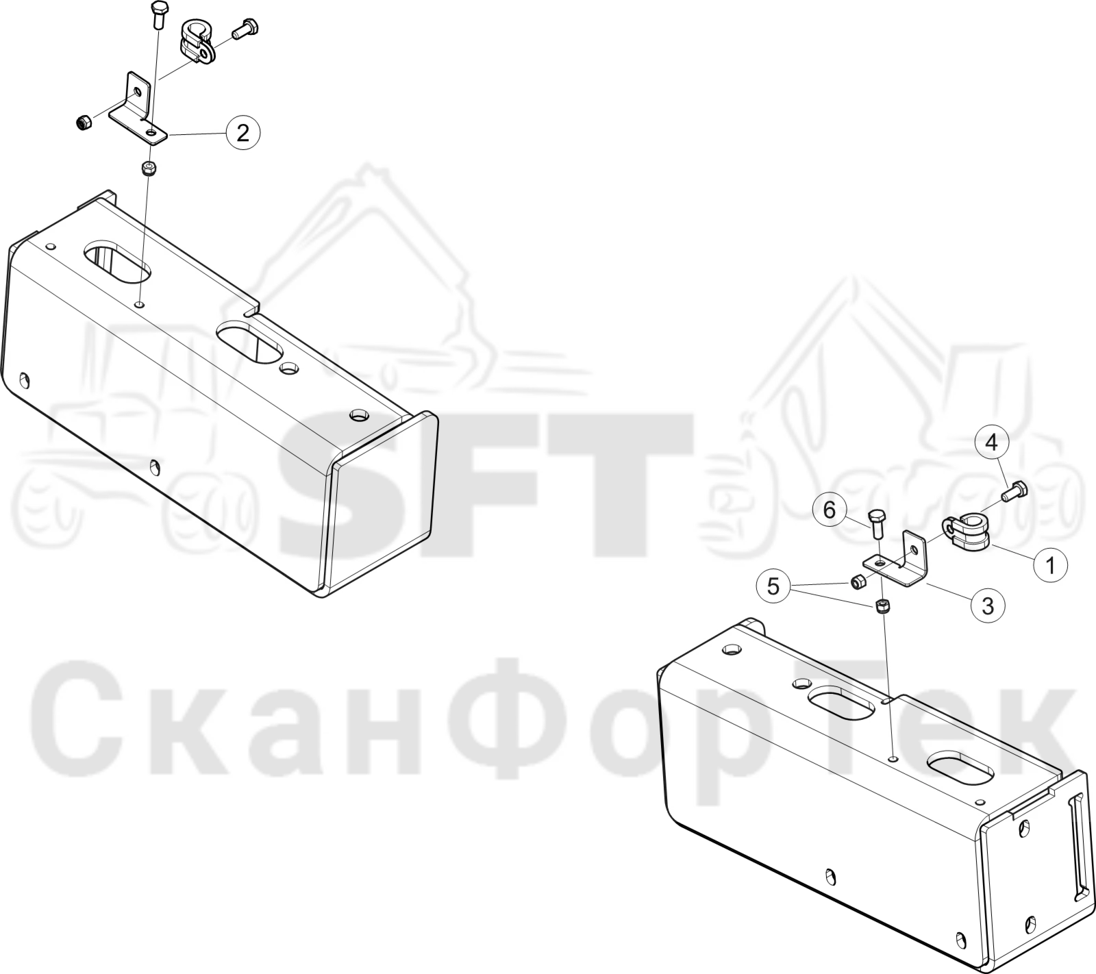 Схема: Комплект кабелей задний