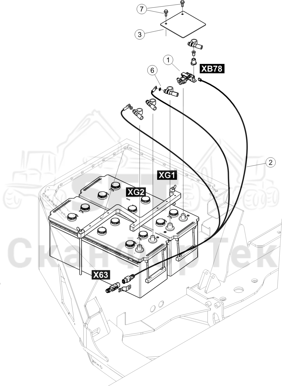 Схема: Комплект электрооборудования аккумуляторной батареи