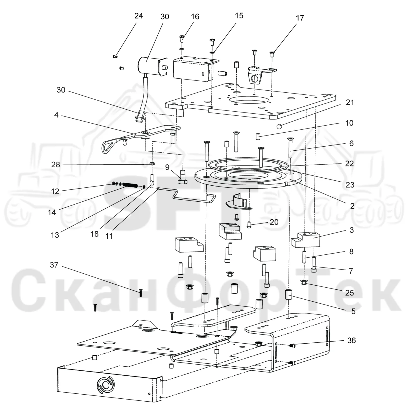 Схема: Запасные части Стойка сиденья