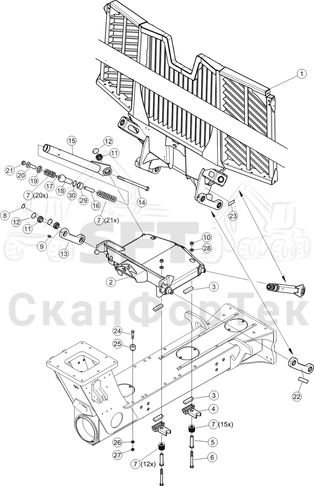Схема: Гидравлическая перемещаемая решётка 8450001421-