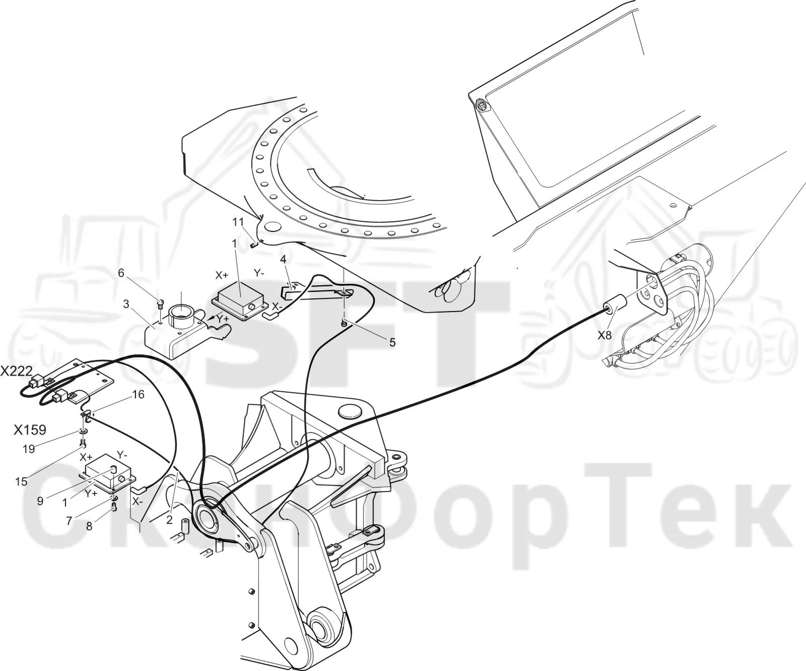 Схема: Komatsu / Лесозаготовительные машины / 901 S/N 9010053267- / Каталог запасных частей / шасси / Датчик автовыравнивания