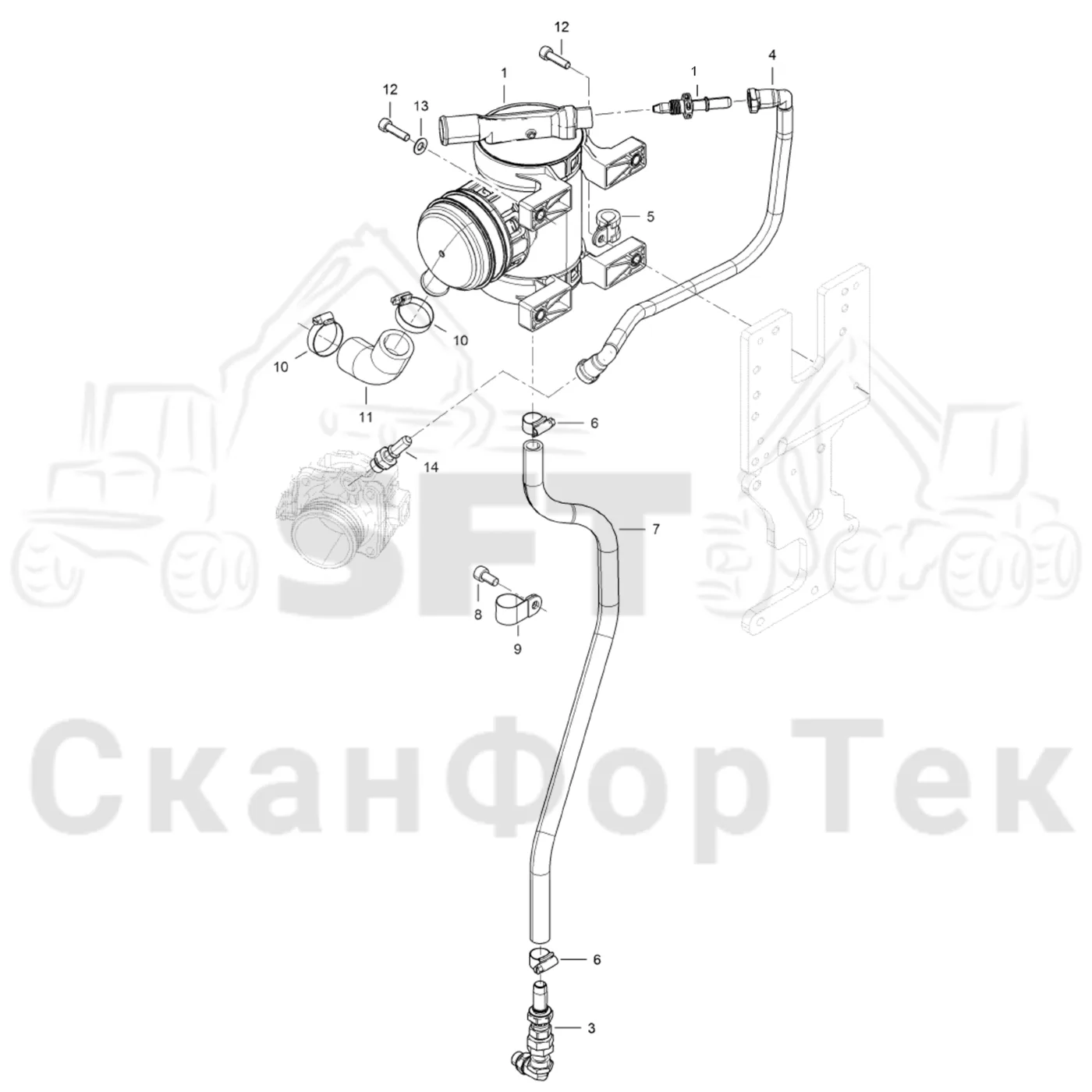 Схема: Сапун картера (49AWF -D52835)