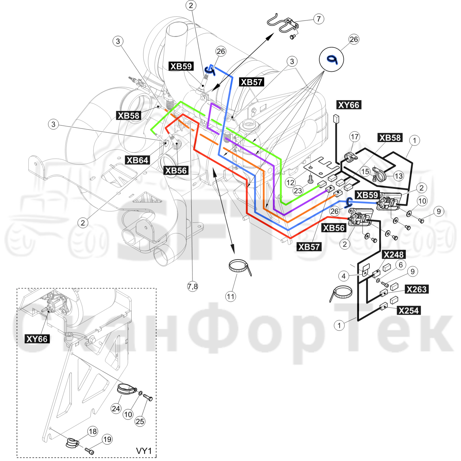 Схема: Комплект электрооборудования SCR  8350000424-