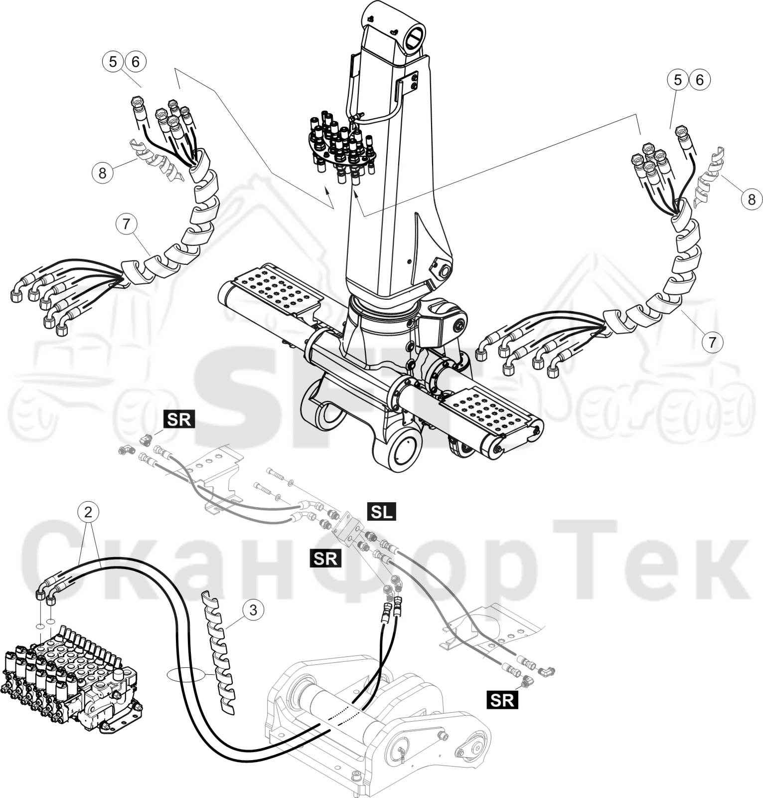Схема: Подвод шланга Стойка наклона SmartFlow
