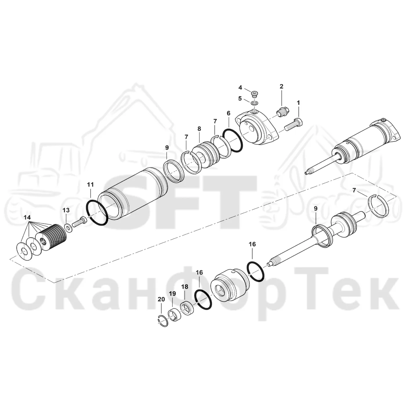 Схема: Цилиндр переключения повышающей-понижающей передачи