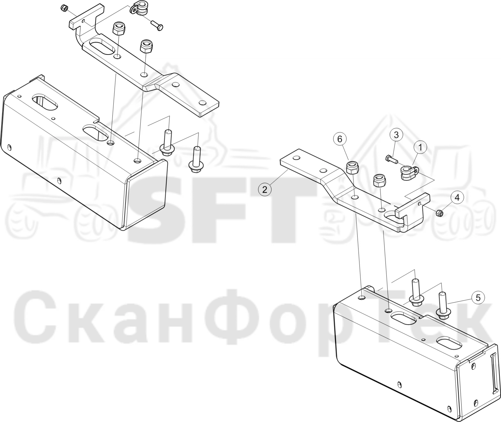 Схема: Комплект кабелей задний