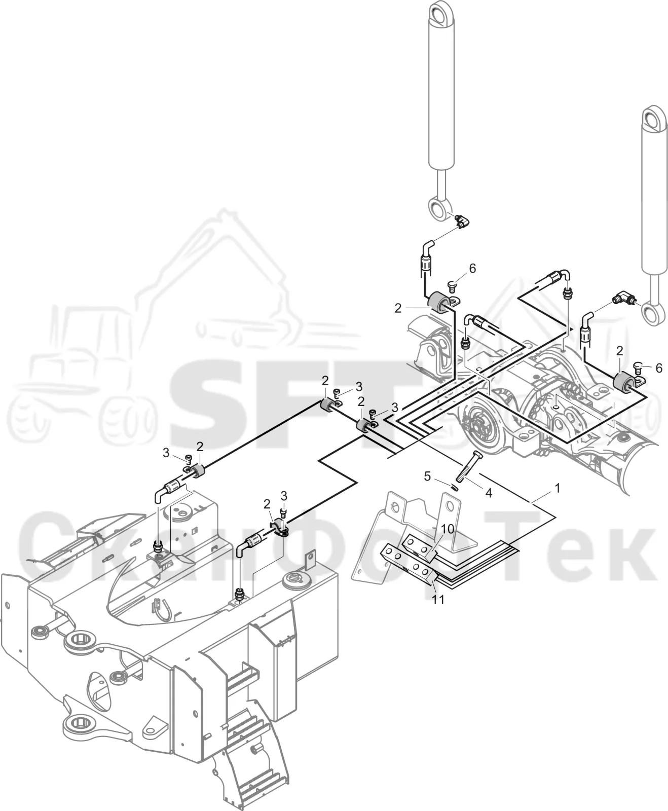 Схема: Komatsu / Лесозаготовительные машины / 901 S/N 9010053267- / Каталог запасных частей / шасси / Смазка, шасси