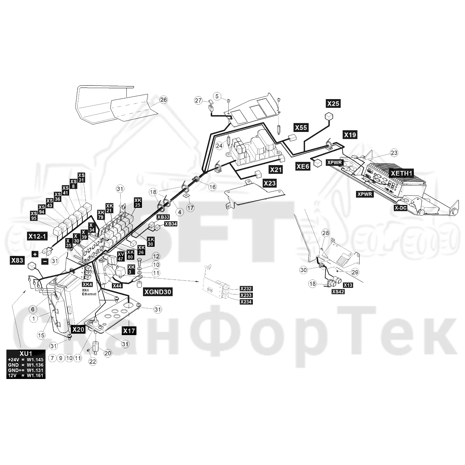 Схема: Комплект электрооборудования кабины  8450000341-