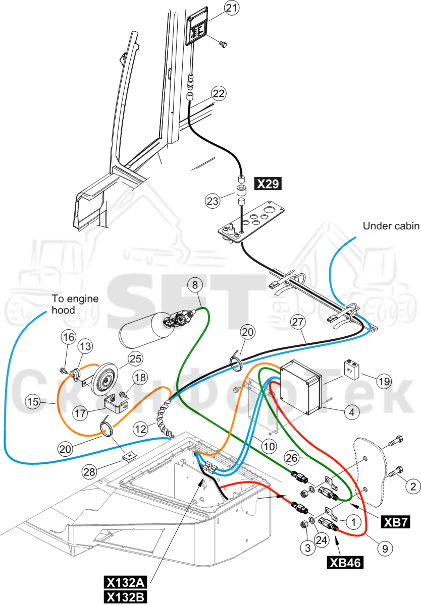 Схема: Комплект электрооборудования пожаротушения