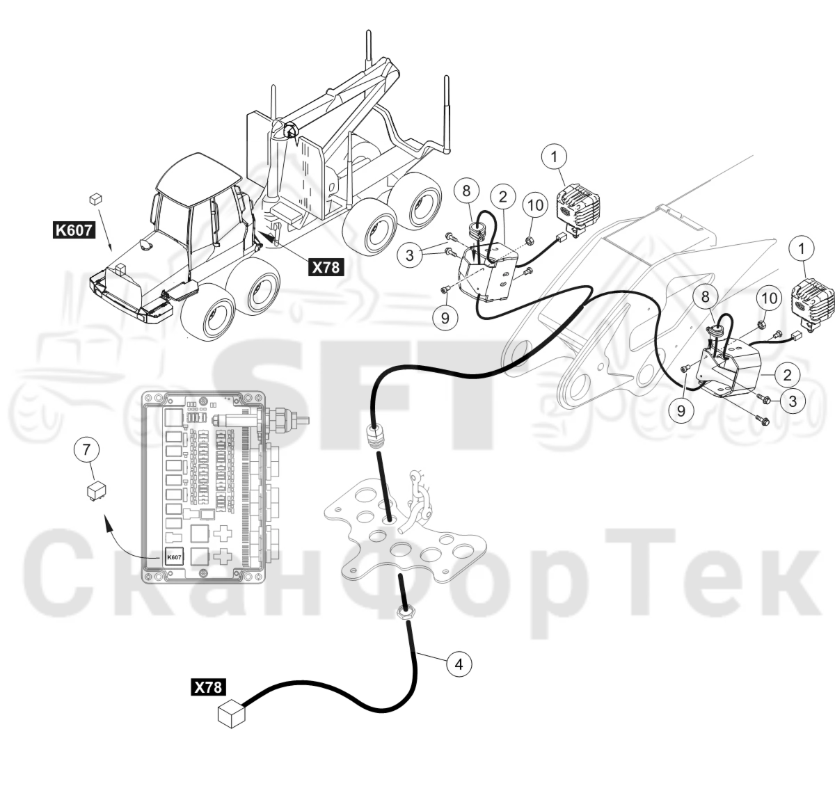 Схема: Пост освещения подъемного крана LED