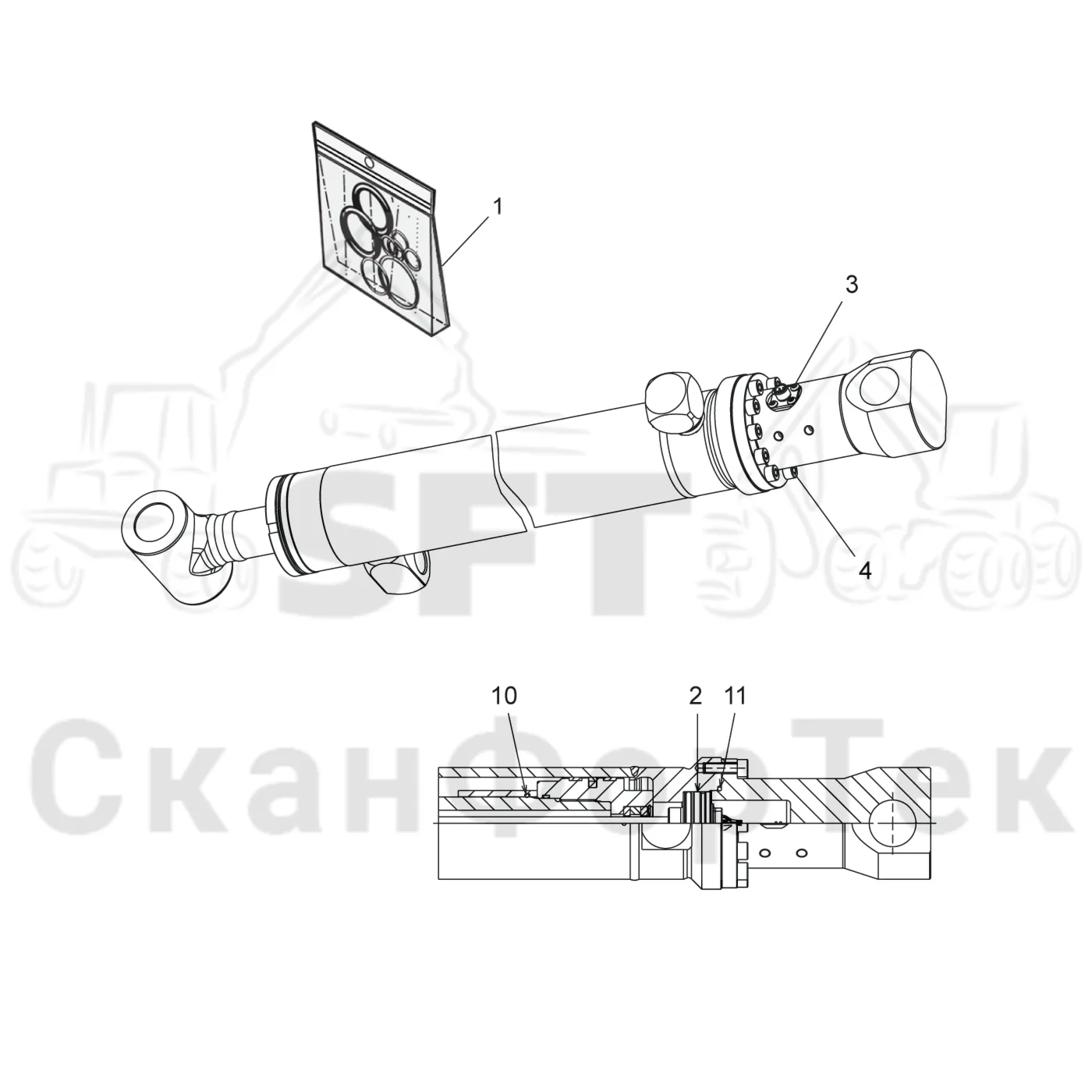 Схема: Телескопический цилиндр/Smart Crane