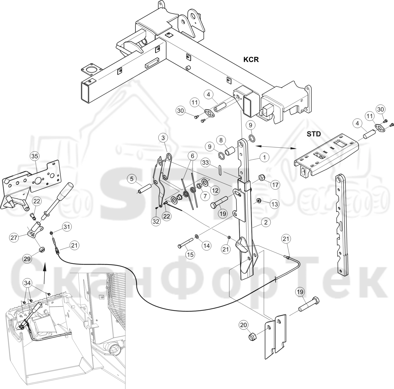 Схема: Стопорный рычаг 6WD