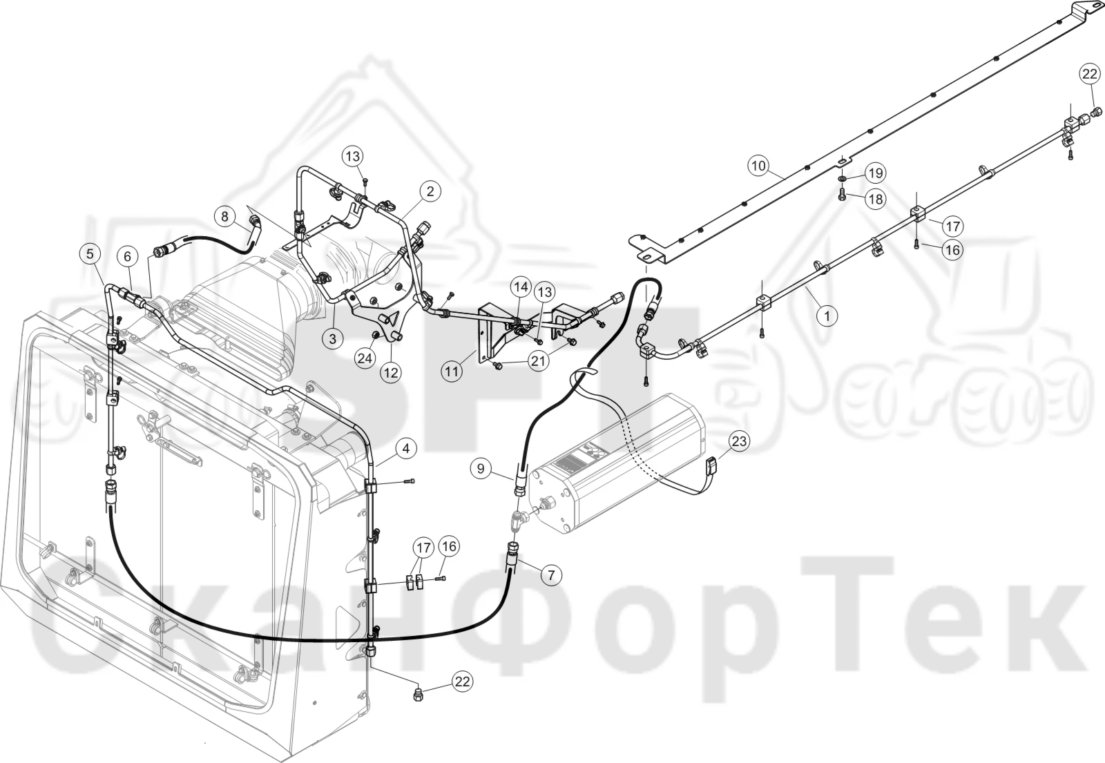 Схема: Подвод шланга пожаротушения Stage 5