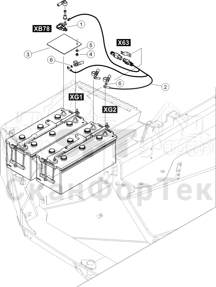 Схема: Комплект электрооборудования аккумуляторной батареи