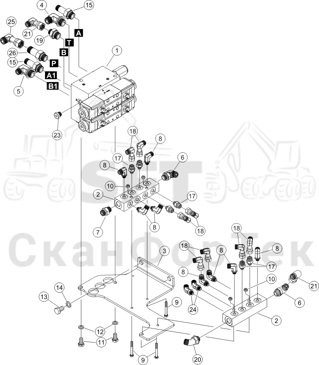 Схема: Опора Гидравлика / 4 Коники