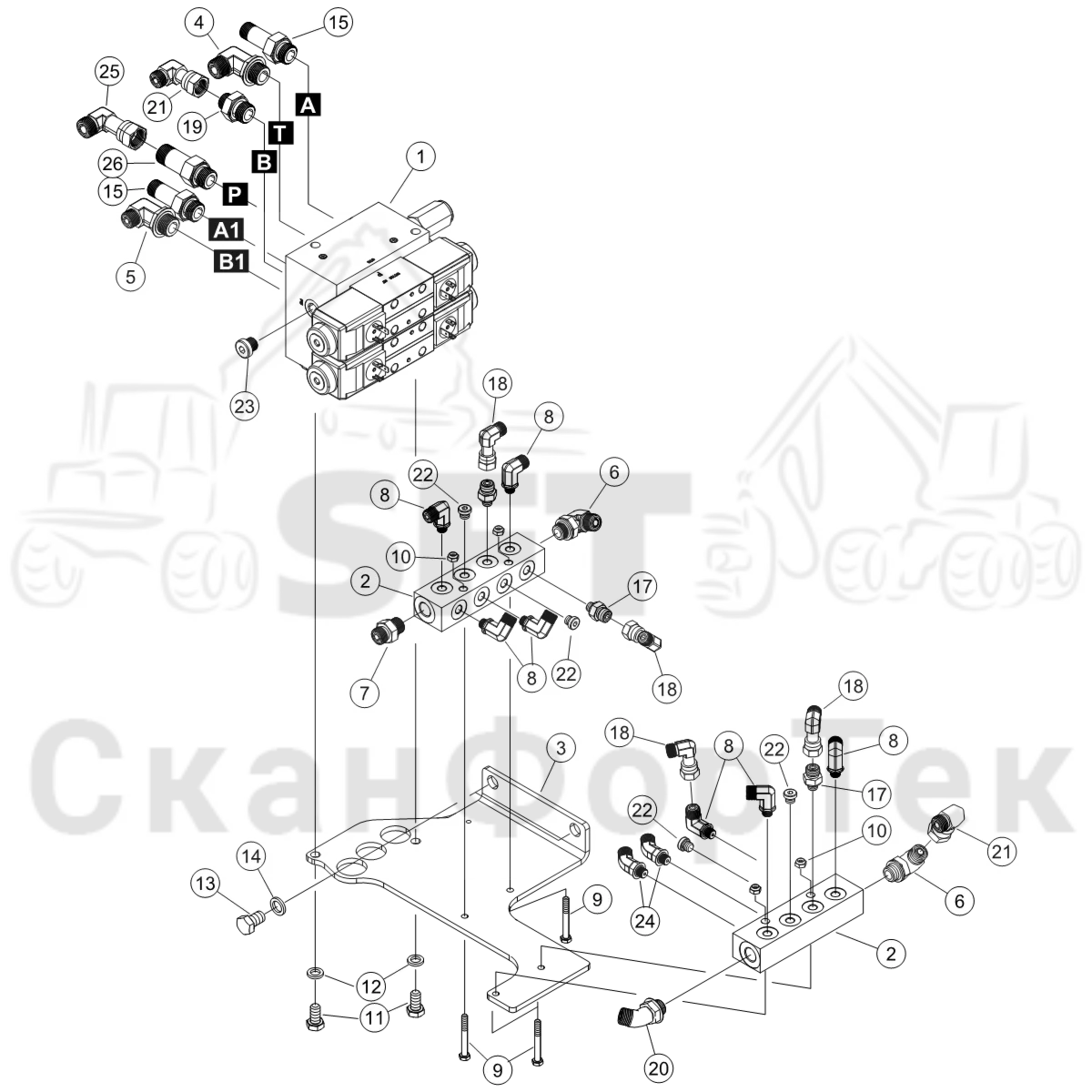 Схема: Опора Гидравлика / 3 Коники