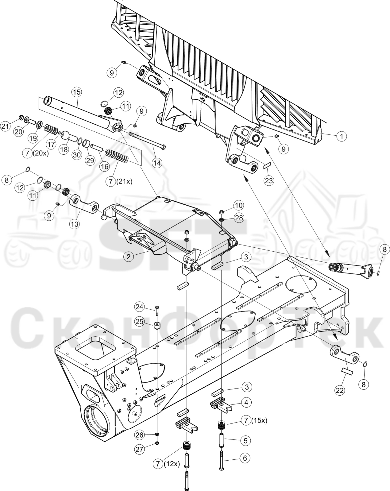 Схема: Гидравлическая перемещаемая решётка FlexGate широкий  8750011321-