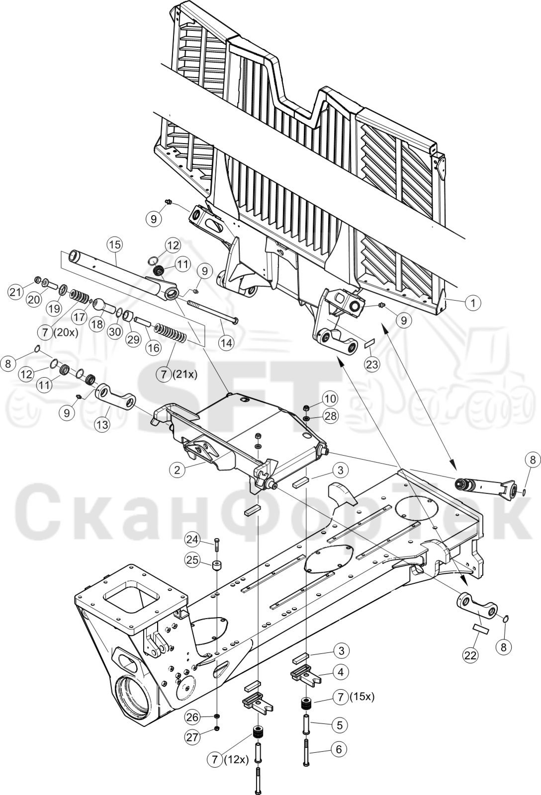 Схема: Гидравлическая перемещаемая решёткаFlexGate Узкий  8550033311-