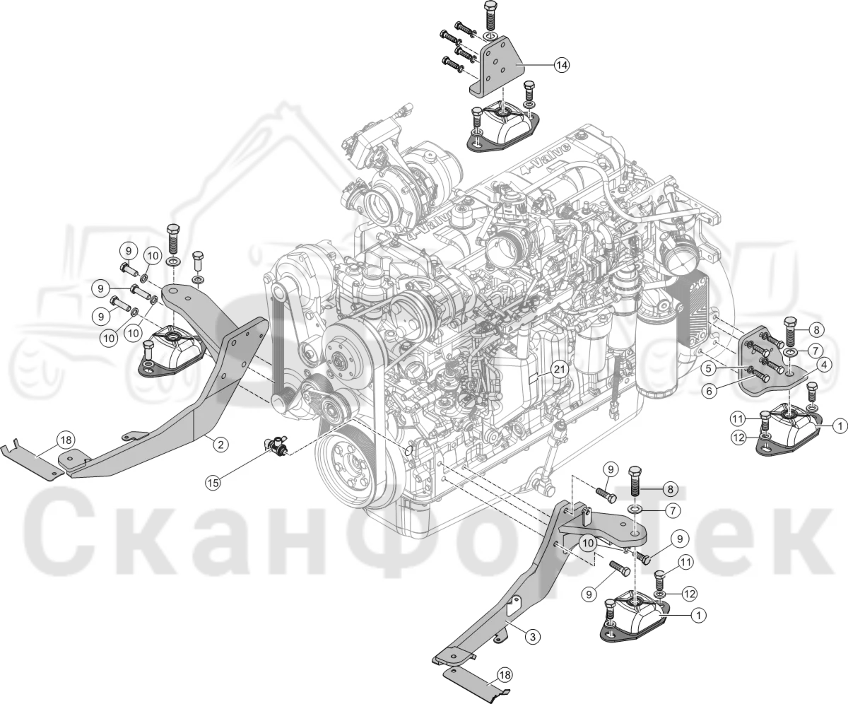 Схема: Установка двигателя