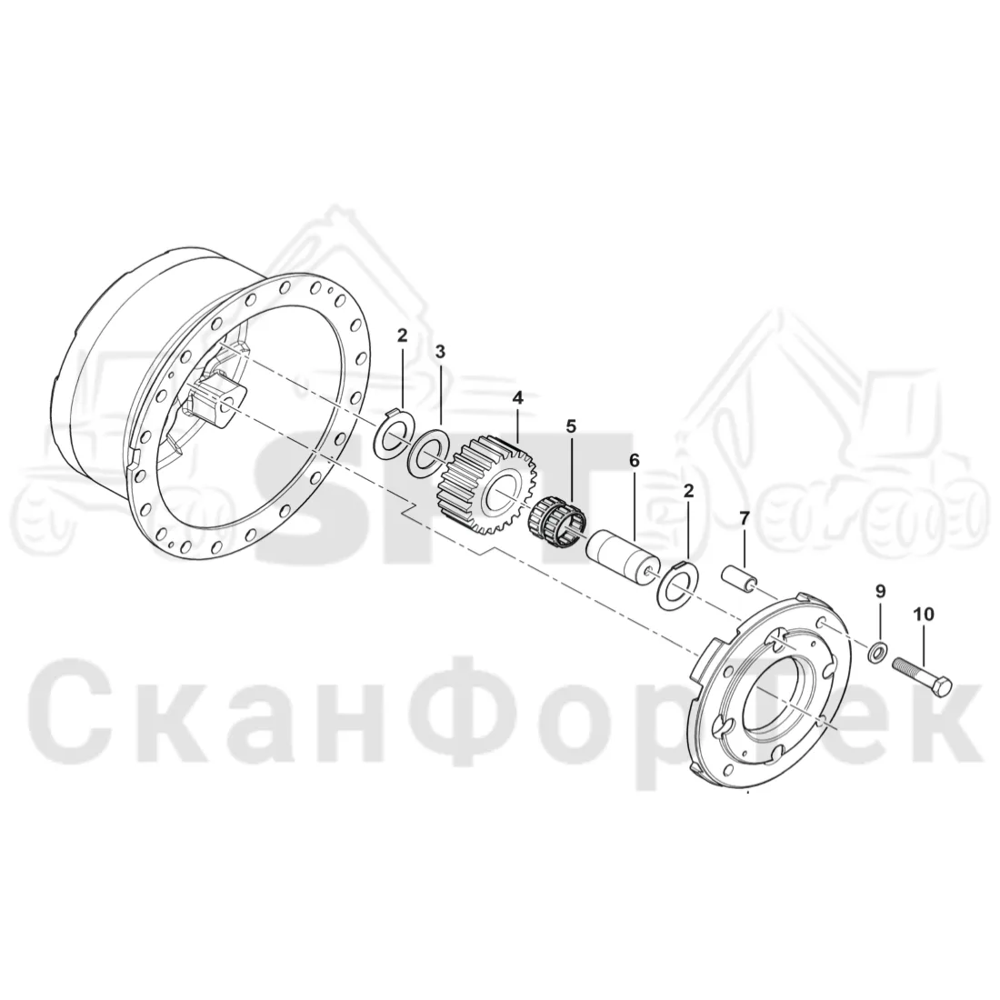 Схема: Сателлит планетарной передачи