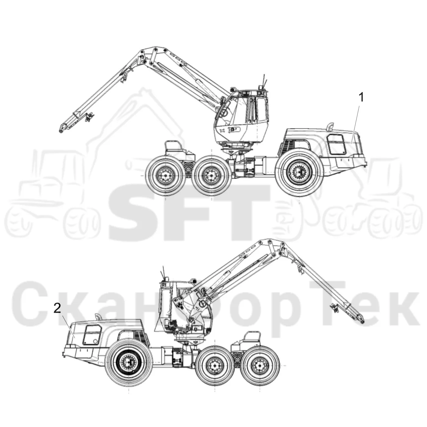 Схема: Komatsu / Лесозаготовительные машины / 901 S/N 9010053267- / Каталог запасных частей / Различное оборудование / Комплект бирок